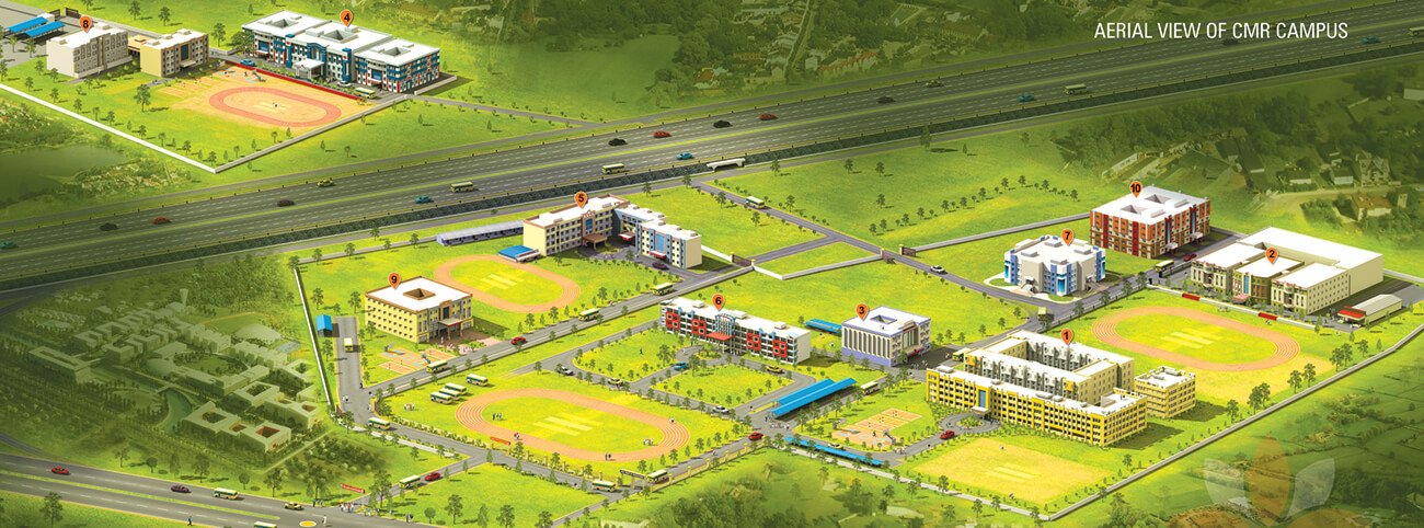 Aerial view of CMR Campus, Hyderabad